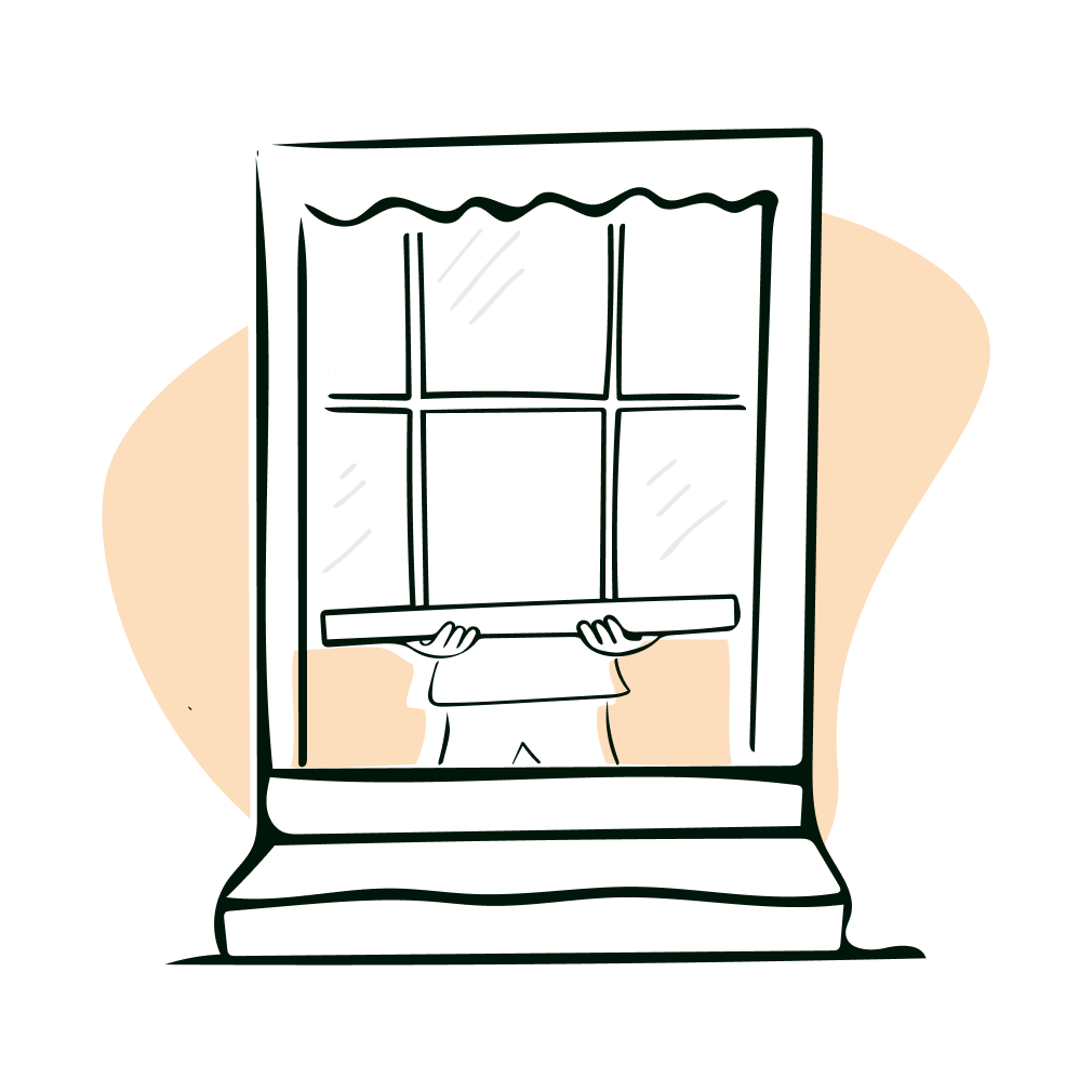 Illustration of a person opening a window.