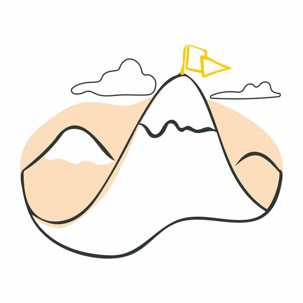 Illustration of a mountain peak with a yellow flag on top